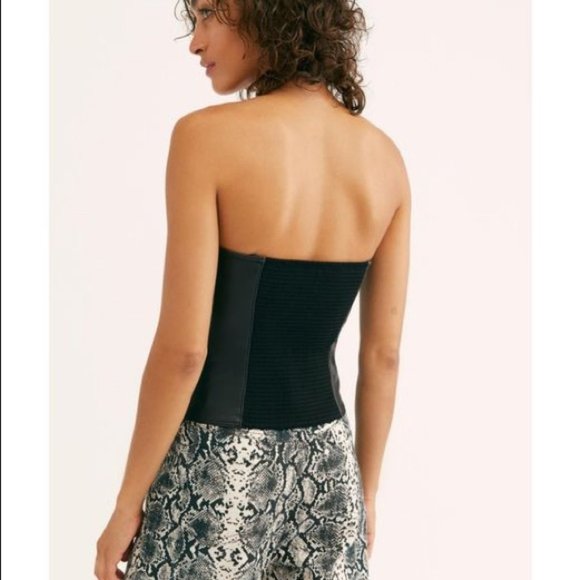 Free People Faux Leather Bustier Top Basics Size Small - Picture 2 of 2
